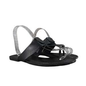Korks Shoes Womens 9 Sandals Casual T Strap Thong Flats Slip On Black Comfort